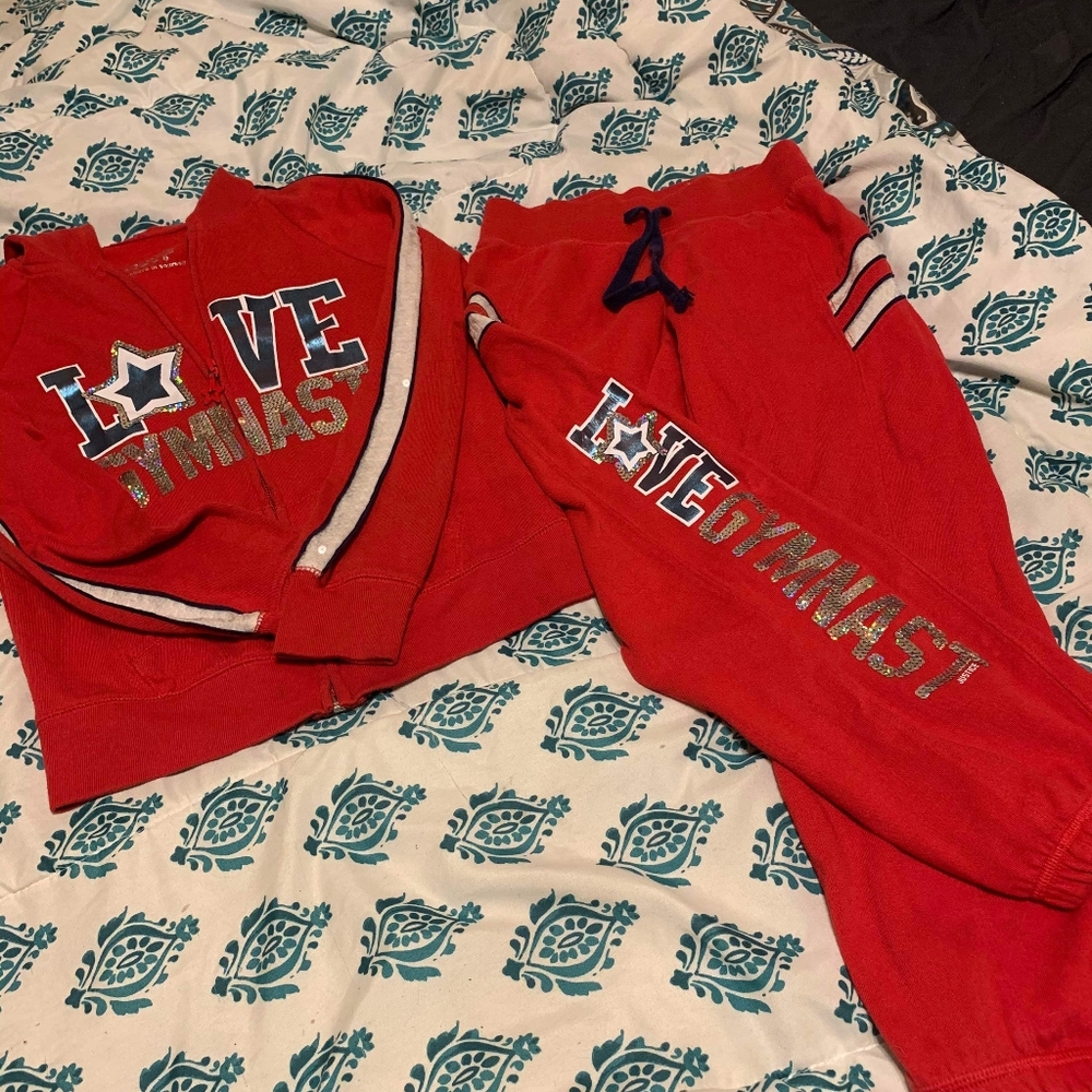Justice joggers and a zip up hoodie